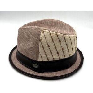 Bailey of Hollywood Trilby Fedora Hat Men's XL Leather Trim Linen Blend Tweed
